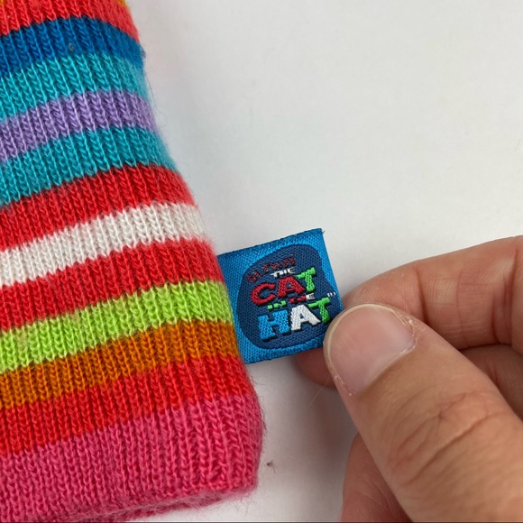 The Cat In The Hat Colorful Orange Red Stripe Hat Beanie Girl 7-14 - Picture 3 of 9